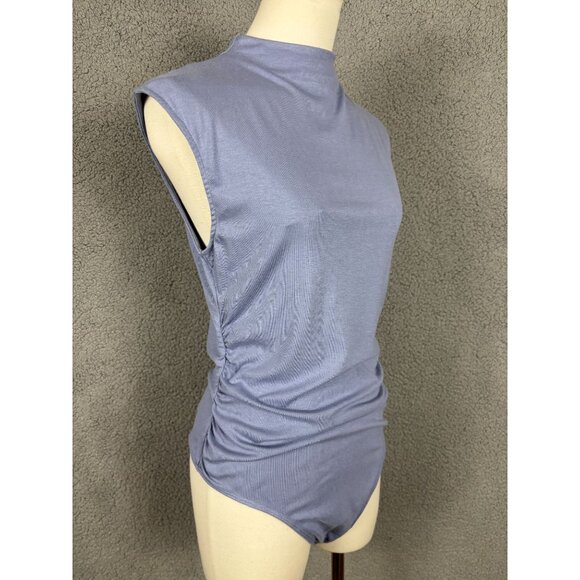 Madden Girl Juniors' Ruched Mock-Neck Sleeveless Bodysuit Rustic Blue XL NWT's - Picture 2 of 7